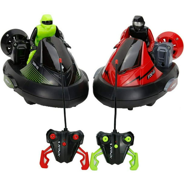 Set Of 2 Stunt Remote Control RC Battle Bumper Cars w/ Drivers & Sound Effects